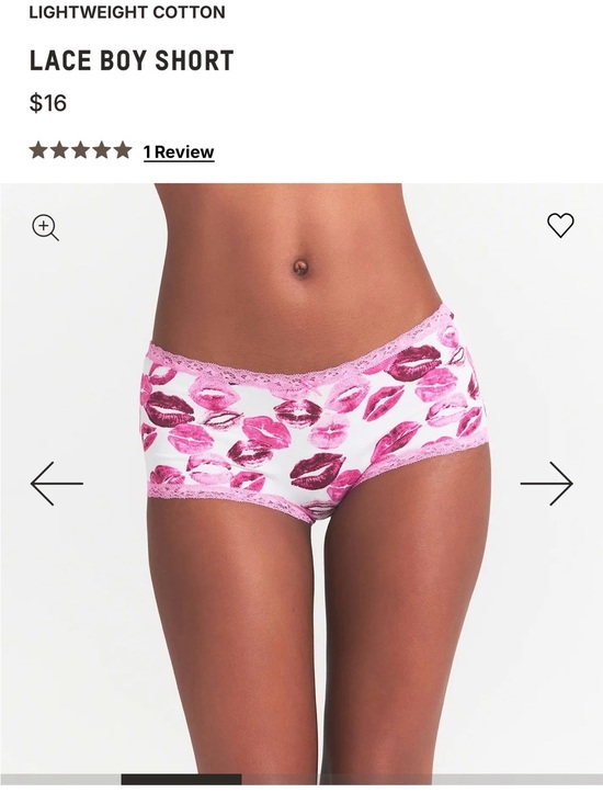SKIMS Other - SKIMS Lace Boy Short in White with Pink Kiss Print